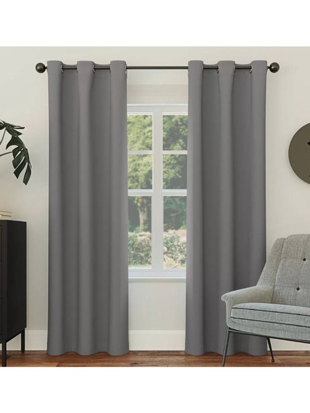 Sun Zero Gray Blackout Curtain Panels With Grommets - Set Of 2 40" X 63" Energy